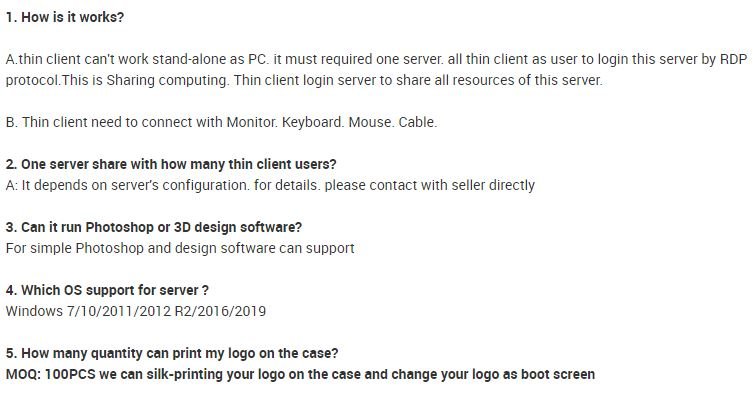 Work interface ThinClient